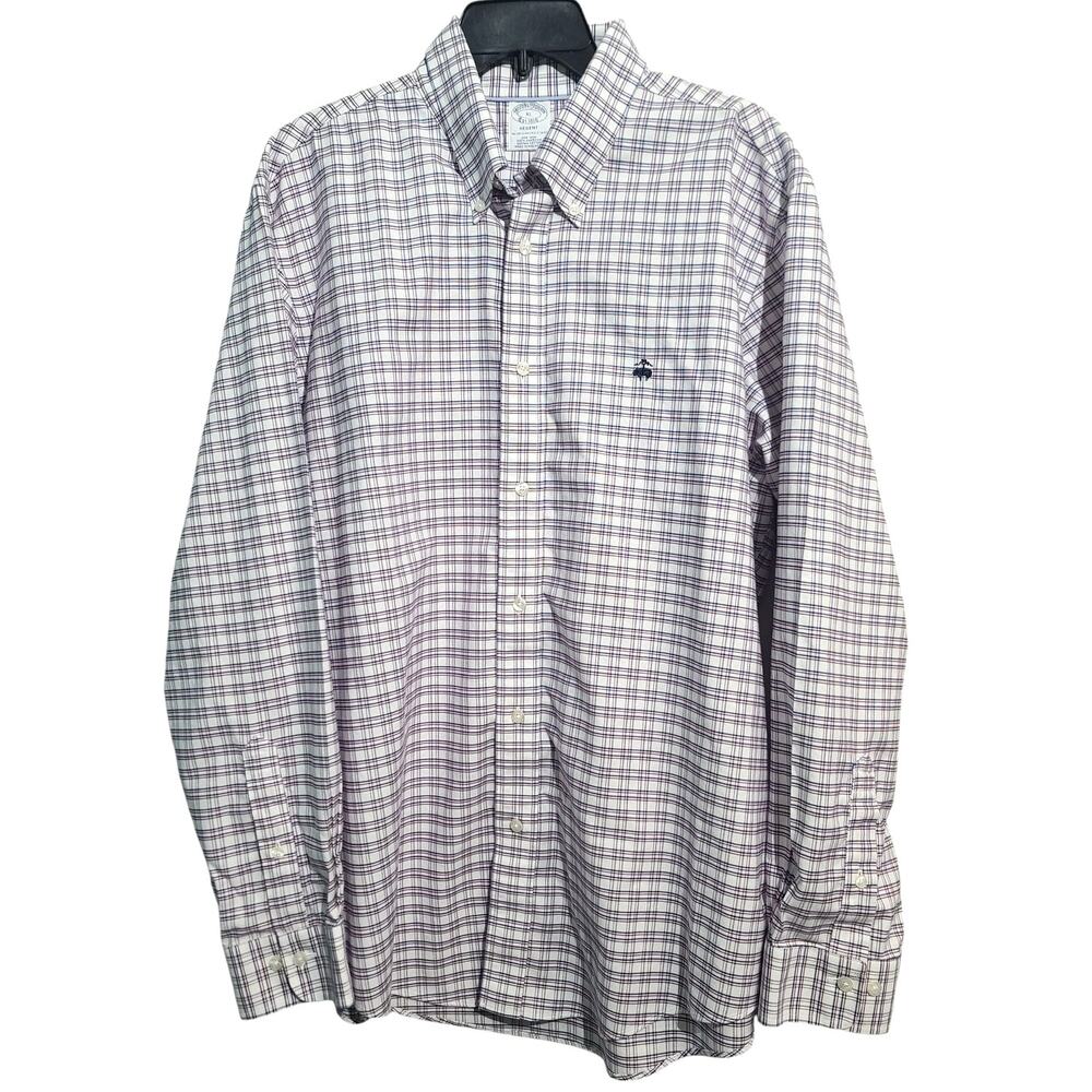 Brooks Brothers Red Blue Classic Checkered Shirt Size XL Regent Fit